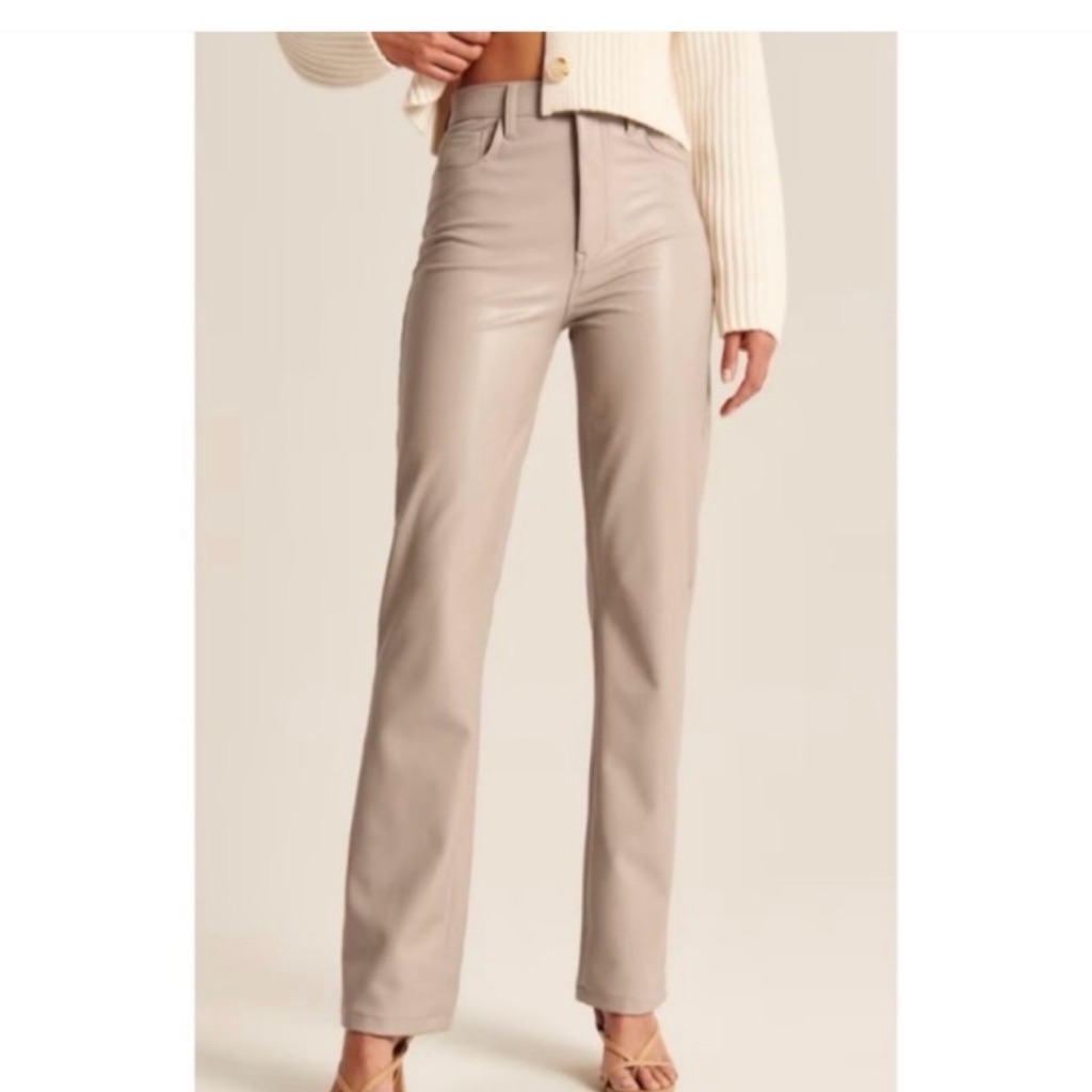 Abercrombie & Fitch Khaki Ultra High Rise Leather Pants